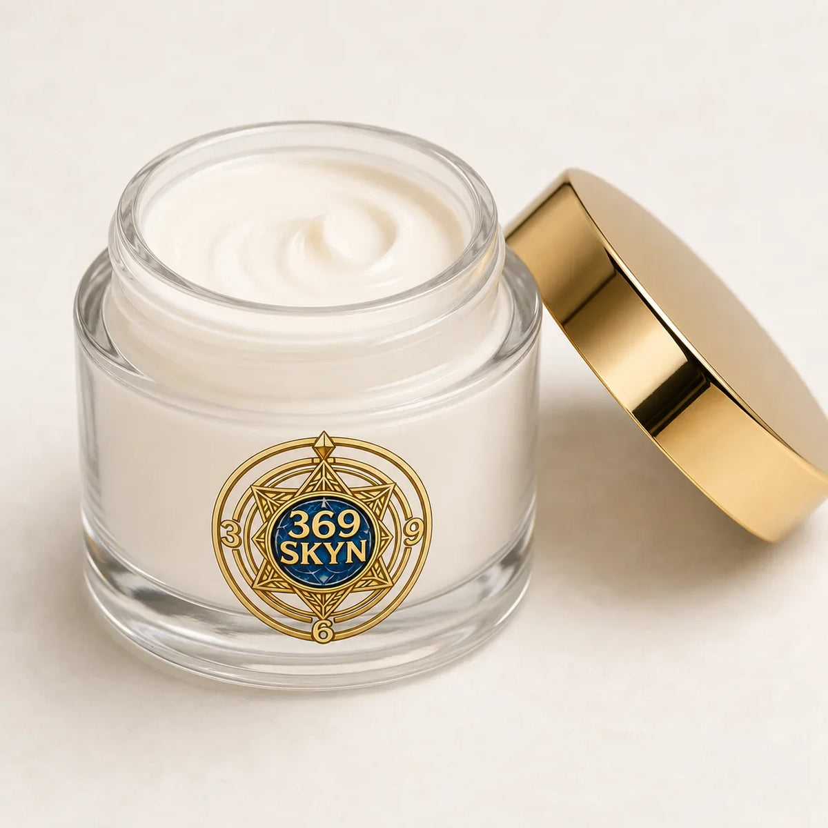 369 SKYN Age Renewal Cream open-jar and texture concept for the 6-dab ritual